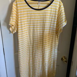 Yellow and white striped knee length dress